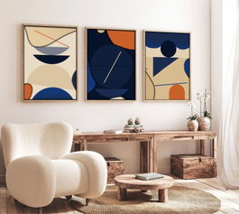 Wallity Huhu101 Pintura Decorativa en MDF Enmarcada (3 Piezas) 35 x 50 cm